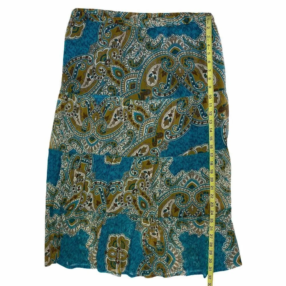 SARA Studio Blue Brown Paisley Maxi Skirt PXL